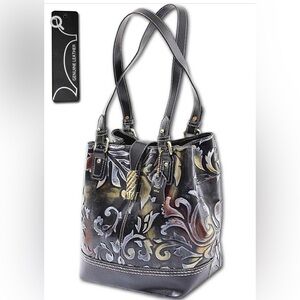 NWT! Embossed Leather Handbag, ODESSA